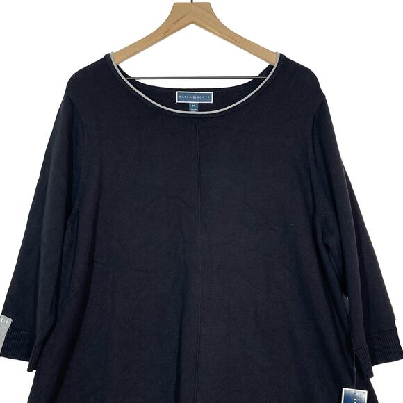NEW Karen Scott Sweater Women's Plus Size 3X Black Pullover 3/4 Sleeve Tunic - Picture 4 of 12